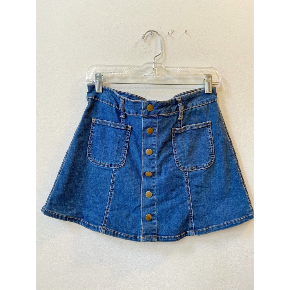 Denim Button Up Mini Skirt